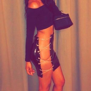 Sexy leather mini skirt